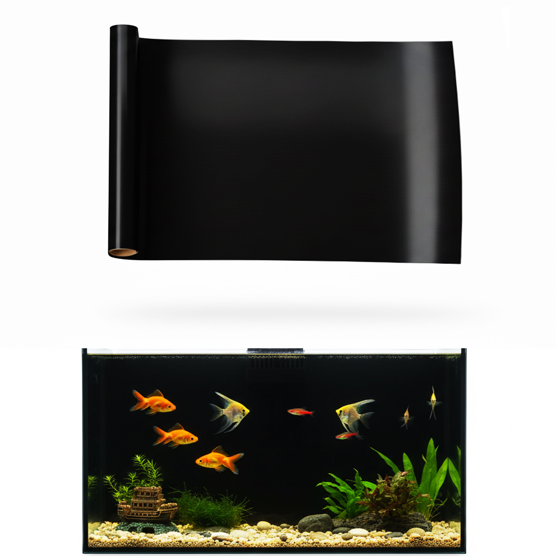 Aquarium Fish Poster - Aquarium Background Static Cling Black White