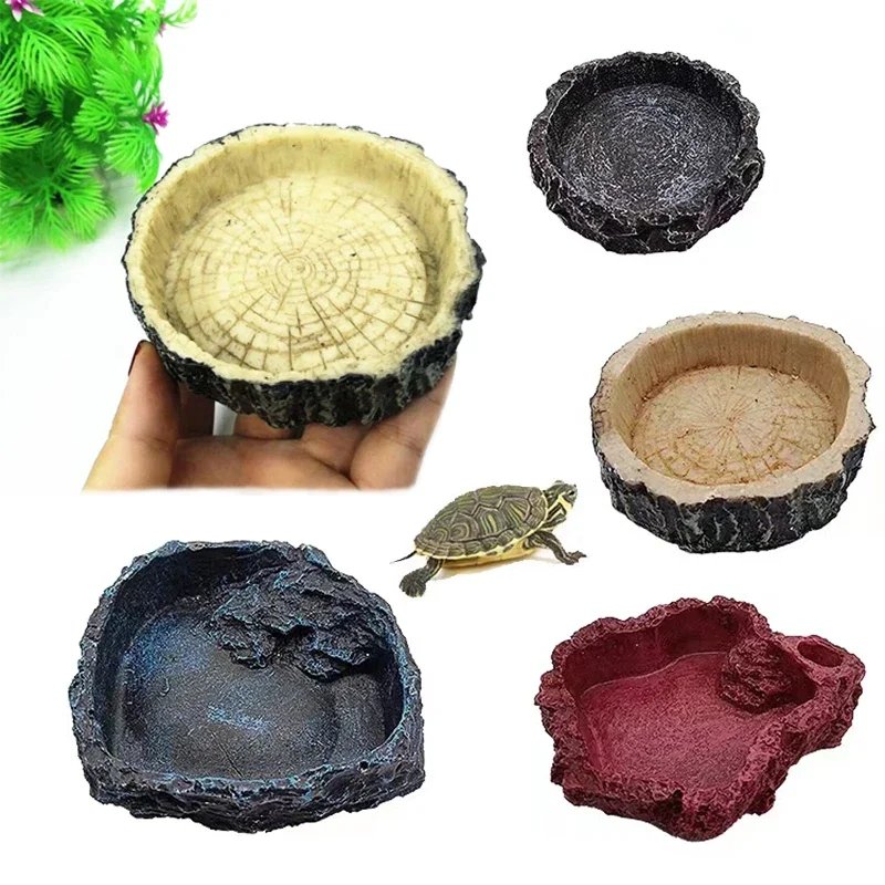 Aquarium Fish Feeder - Pet Reptile Feeder Bowl Resin Aquarium