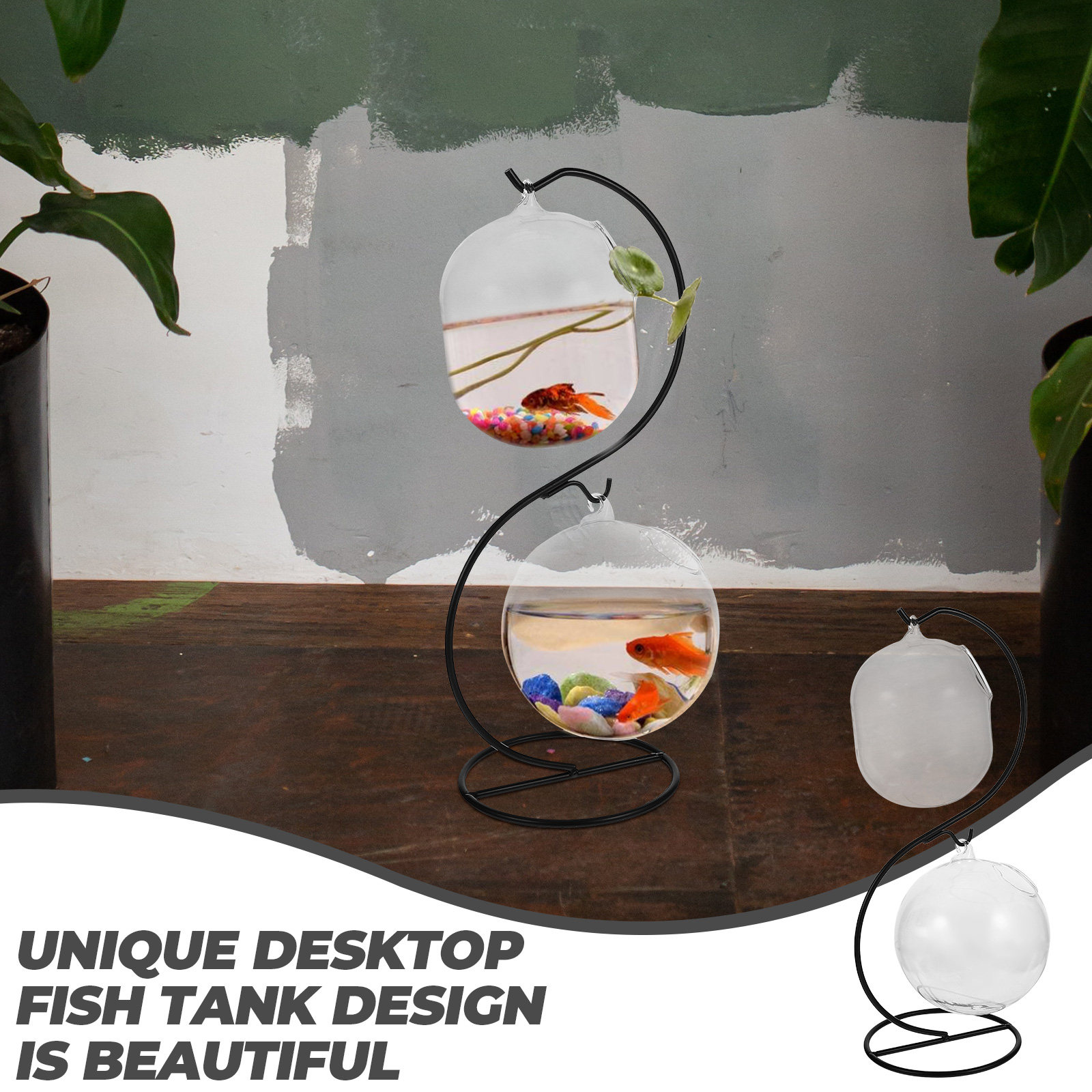 Aquarium Fish Bowl - 1Set Transparent Desktop Fish Bowl Glass