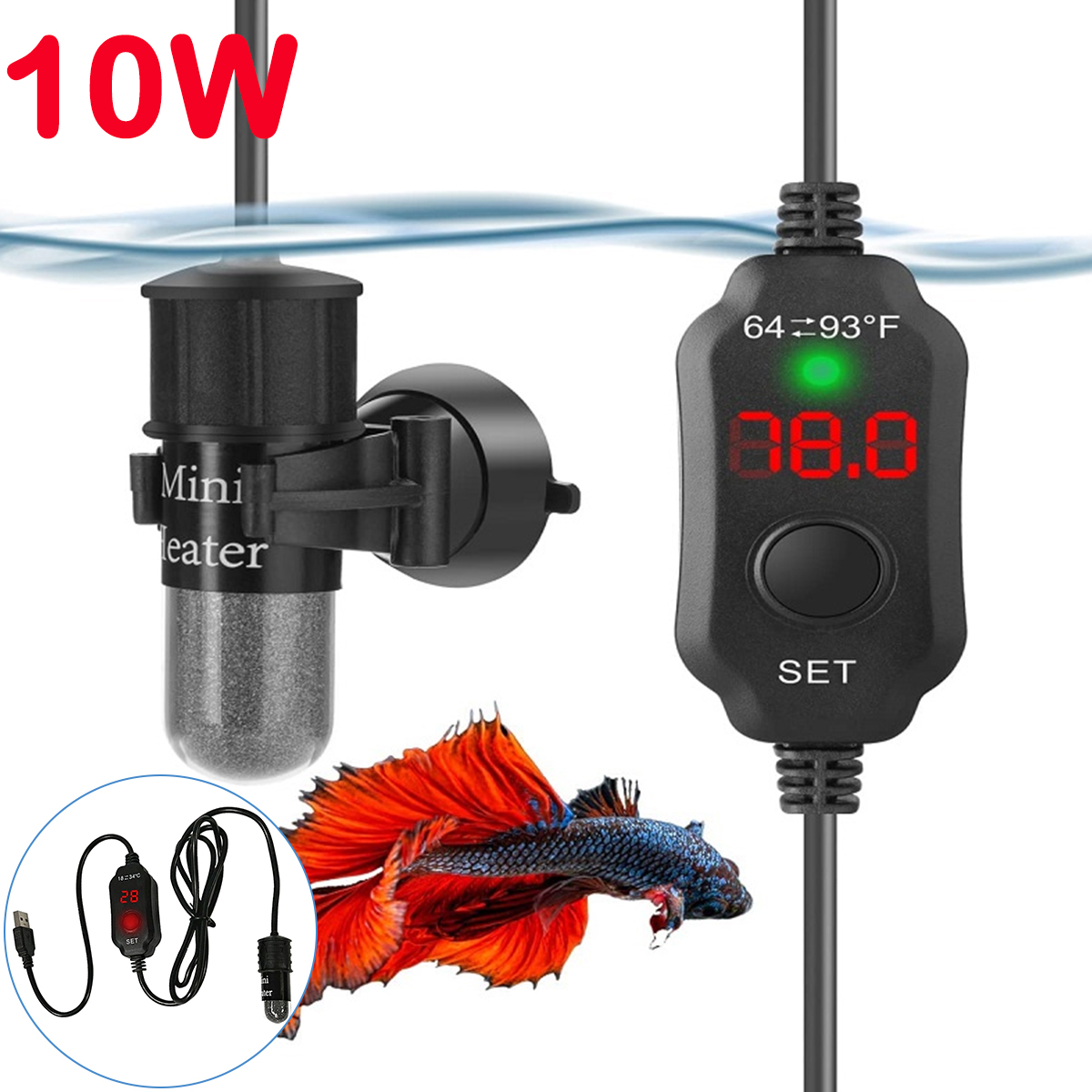 10W Adjustable Aquarium Heater - огляд і ціна Aquarium Heater Submersible